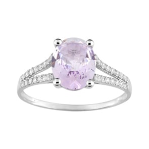 Damenring 750/18 K Weissgold mit Amethyst und Zirkonia