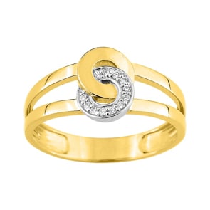Damenring 750/18 K Gelbgold bicolor mit Zirkonia, Fantasie
