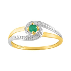 Bague or jaune 750/18 ct avec émeraude