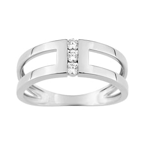 Damenring 750/18 K Weissgold mit Zirkonia Trilogie