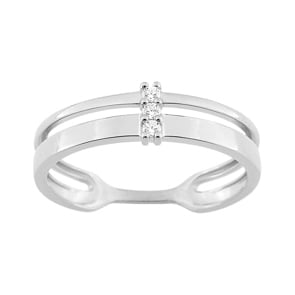 Damenring 750/18 K Weissgold mit Zirkonia Trilogie