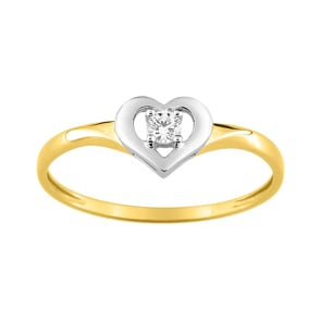 Damenring 750/18 K Gelbgold bicolor mit Zirkonia, Herz