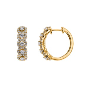 1.00 carats diamants créoles or jaune 750/18 ct Ø 18mm