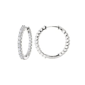 1.00 carats diamants créoles or gris 750/18 ct Ø 20mm