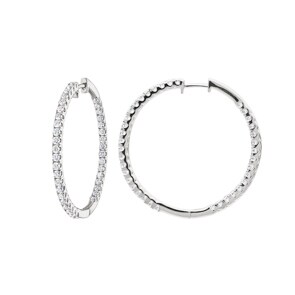 1.00 carats diamants créoles or gris 750/18 ct Ø 29mm