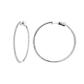 1.00 carats diamants créoles or gris 750/18 ct Ø 42mm