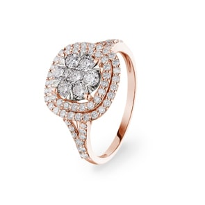 1.00 Karat Diamanten Halo Damenring 750/18 K Roségold