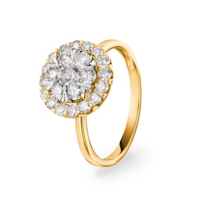 1.00 Karat Diamanten Halo Verlobungsring 750/18 K Gelbgold