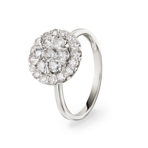 1.00 Karat Diamanten Halo Verlobungsring 750/18 K Weissgold