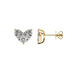 1.00 Karat Diamantohrstecker 750/18 K Gelbgold, Herz