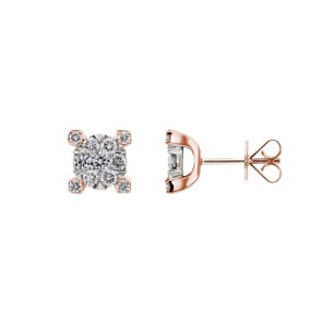 1.00 Karat Diamantohrstecker 750/18 K Roségold 9mm