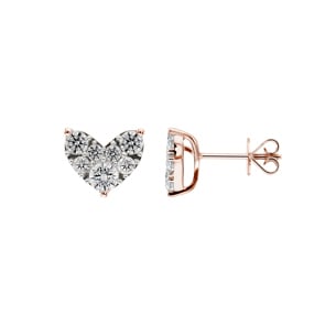 1.00 Karat Diamantohrstecker 750/18 K Roségold, Herz
