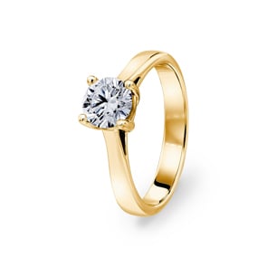 1.00ct GIA Diamond Engagement Ring 750/18 K Yellow Gold, 4 Prongs