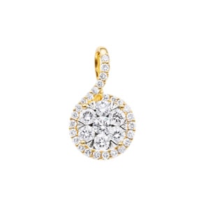 1.00 Karat Halo Diamantanhänger 750/18 K Gelbgold
