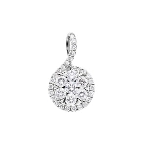 1.00 Karat Halo Diamantanhänger 750/18 K Weissgold