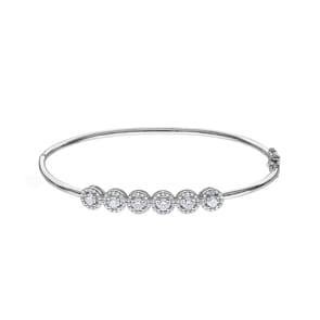 1.00ct Diamond Halo Bangle 750/18 K White Gold