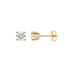 1.00 carats diamants GIA clous d'oreilles solitaire or jaune 750/18 ct, 4 griffes