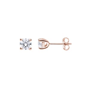 1.00 Karat Solitär GIA-Diamantohrstecker 750/18 K Roségold, 4-Griff