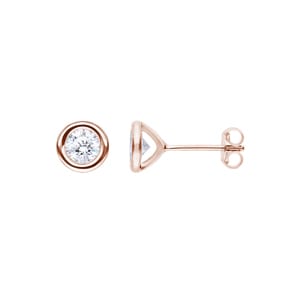 1.00 Karat Solitär GIA-Diamantohrstecker 750/18 K Roségold, Zargenfassung