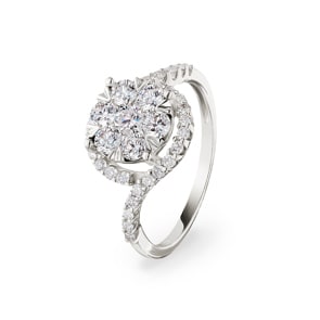 1.01 Karat Diamanten Halo Verlobungsring 750/18 K Weissgold