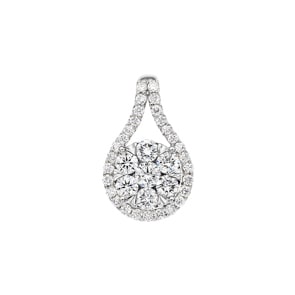 1.01 Karat Halo Diamantanhänger 750/18 K Weissgold