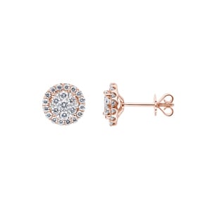 1.01 Karat Halo Diamantohrstecker 750/18 K Roségold Ø 10mm
