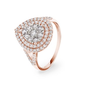 1.01 Karat Halo Diamantring 750/18 K Roségold