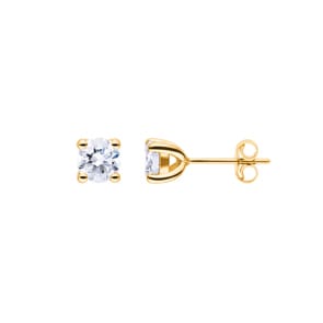 1.40 Karat Solitär GIA-Diamantohrstecker 750/18 K Gelbgold, 4-Griff