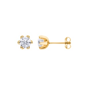 1.40 Karat Solitär GIA-Diamantohrstecker 750/18 K Gelbgold, 6-Griff
