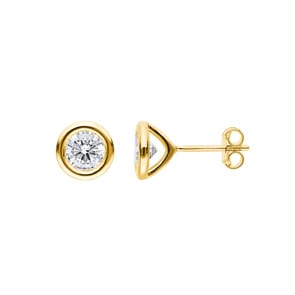 1.40 Karat Solitär GIA-Diamantohrstecker 750/18 K Gelbgold, Zargenfassung