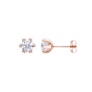 1.40 Karat Solitär GIA-Diamantohrstecker 750/18 K Roségold, 6-Griff