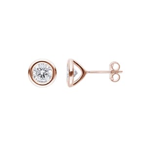 1.40 Karat Solitär GIA-Diamantohrstecker 750/18 K Roségold, Zargenfassung
