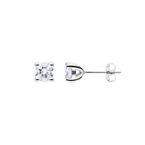 1.40 Karat Solitär GIA-Diamantohrstecker 750/18 K Weissgold, 4-Griff
