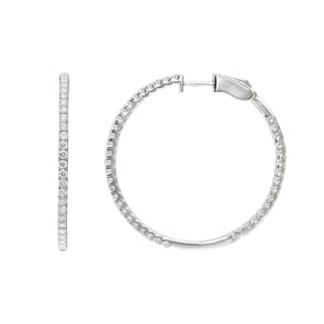 1.51 carats diamants créoles or gris 750/18 ct Ø 36mm