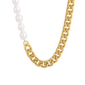 10mm Cuban Link Perlenkette vergoldet