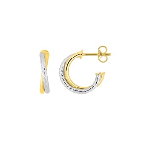 10mm Halbcreolen 750/18 K Gelbgold bicolor