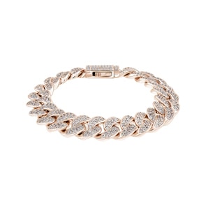 12mm Bracelet Cuban Link plaqué or rosé avec zircones