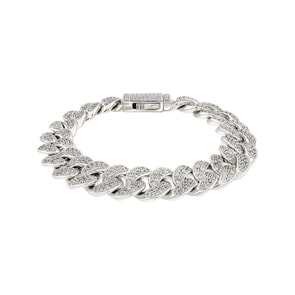 12mm Bracelet Cuban Link plaqué or gris avec zircones