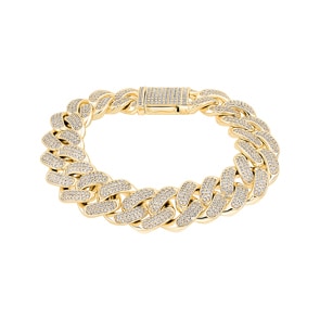 18mm Cuban Link Panzerarmband Gelb vergoldet mit Zirkonia