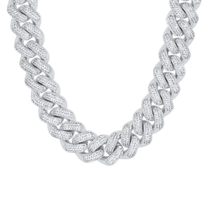 18mm Cuban Link Panzerkette Weiss vergoldet mit Zirkonia