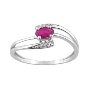 Damenring 750/18 K Weissgold mit Rubin