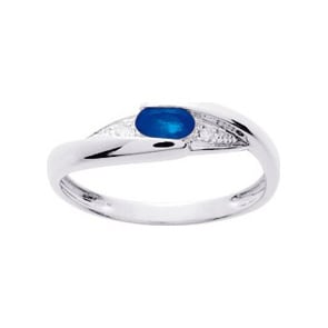 Damenring 750/18 K Weissgold mit Saphir 0.30ct. und Diamanten 0.02ct.