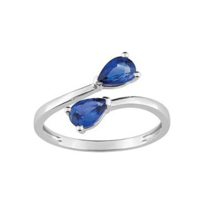Ring 750/18 K White Gold with 2 Sapphires