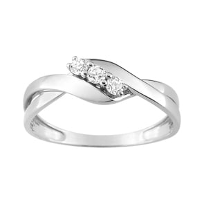Damenring 750/18 K Weissgold mit Zirkonia Trilogie