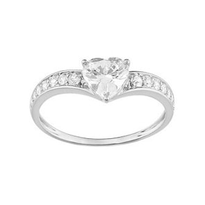 Damenring 750/18 K Weissgold mit Zirkonia Herz