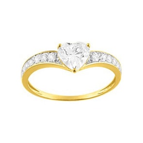 Damenring 750/18 K Gelbgold bicolor mit Zirkonia Herz