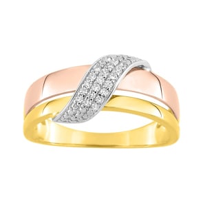 Damenring 750/18 K Tricolor mit Zirkonia, Fantasie