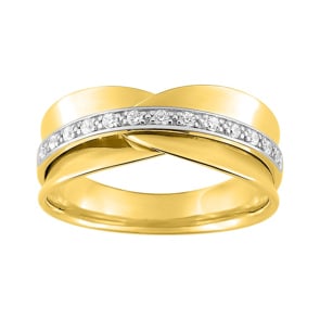 Damenring 750/18 K Gelbgold bicolor mit Zirkonia, Fantasie