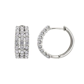 2.00 carats diamants créoles or gris 750/18 ct Ø 17mm