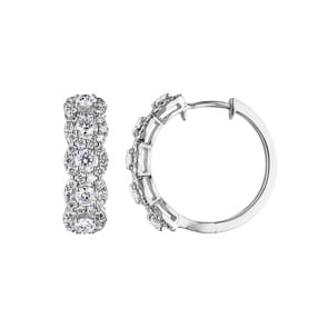 2.00 carats diamants créoles or gris 750/18 ct Ø 22mm
